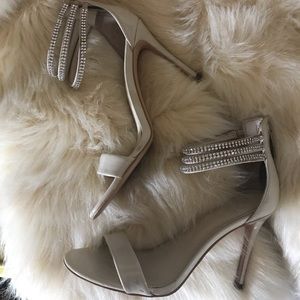 GUESS CRYSTAL ANKLE NUDE HEELS